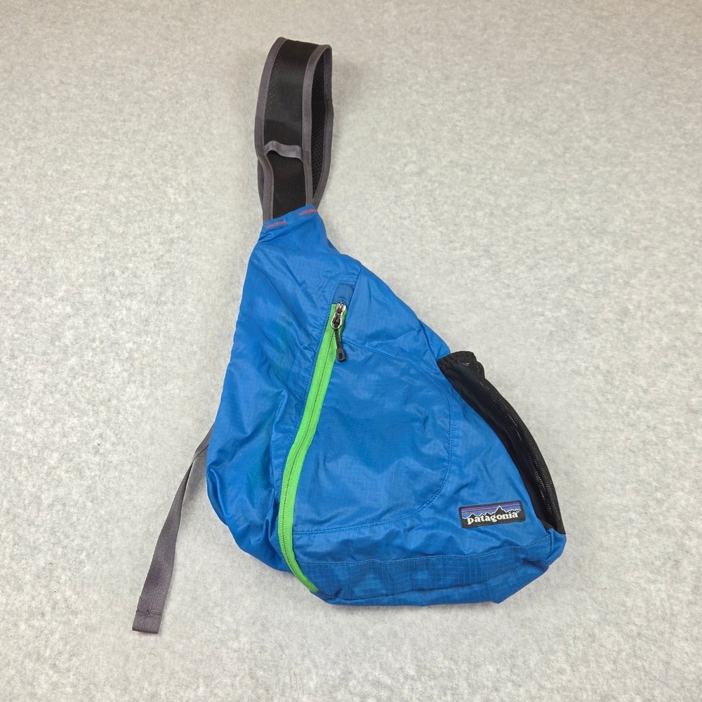 Patagonia Atom Sling Bag Blue Lime Green Ripstop Crossbody Backpack 8L